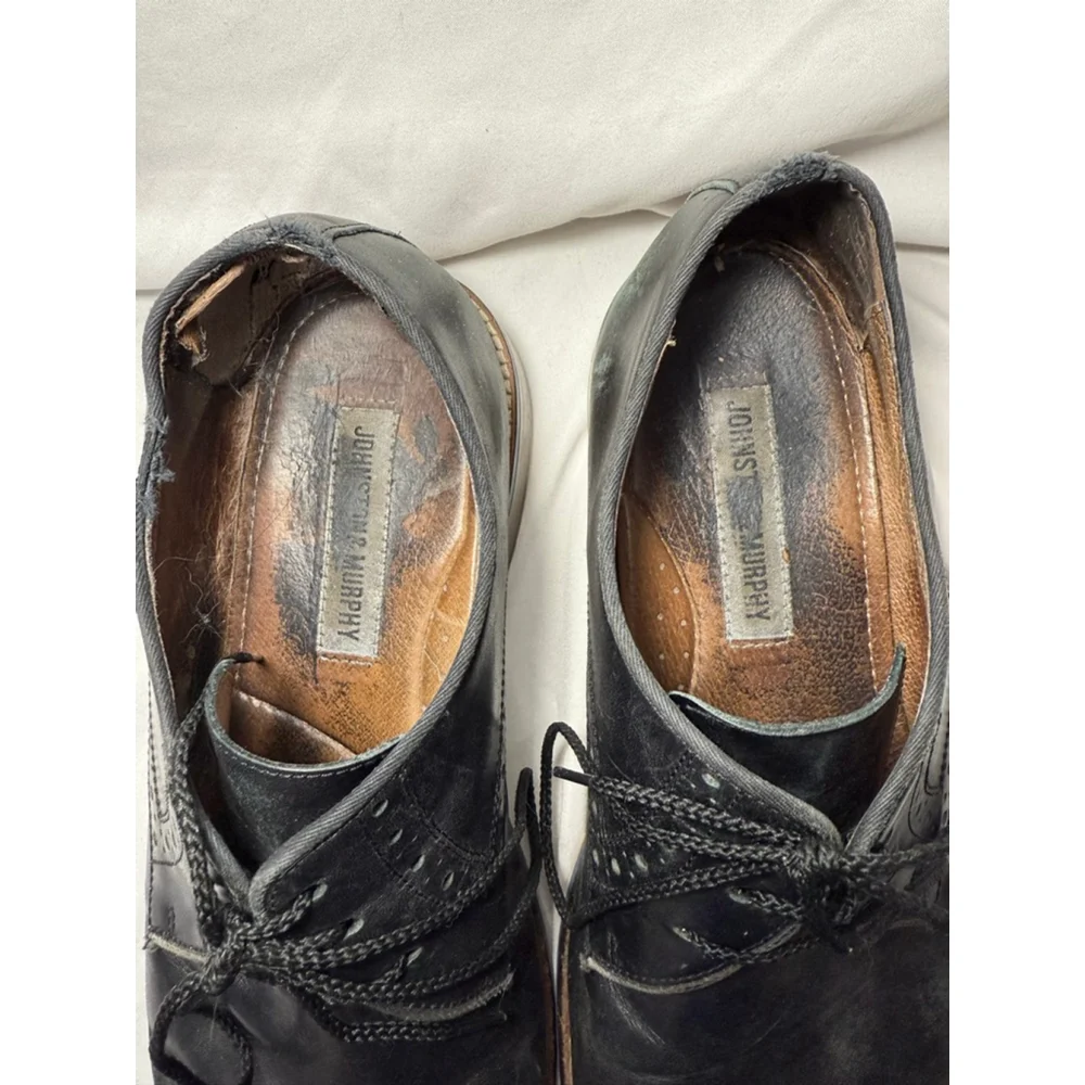 Men's Johnston & Murphy Black Leather Oxfords Size 10